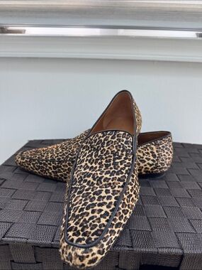Via Spiga Women's Leopard Print Loafers in Tan/Black 10